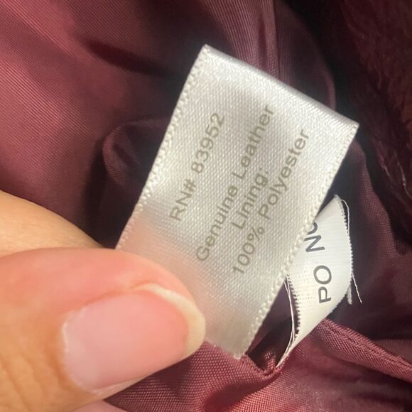 Boston Proper Women's Burgundy 100% Genuine Leather Moto Jacket size 2 #719 - Picture 8 of 14
